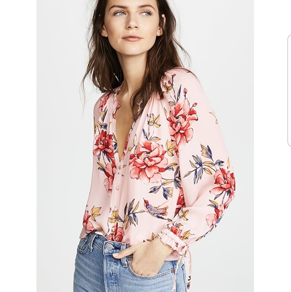NWT: 100%Silk JOIE Corsen button ruffle blouse